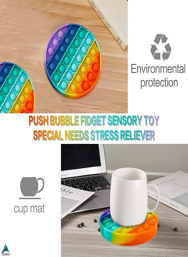AIMERS Pop Fidget Toys Pack Sensory Toy Push Popping Bubble Fidget Toys for Adults Kids, Stress Toys Autism Toys Special Needs ADHD Anxiety Toys (2 Pack) (2 Pack Rainbow Round) - Image 3